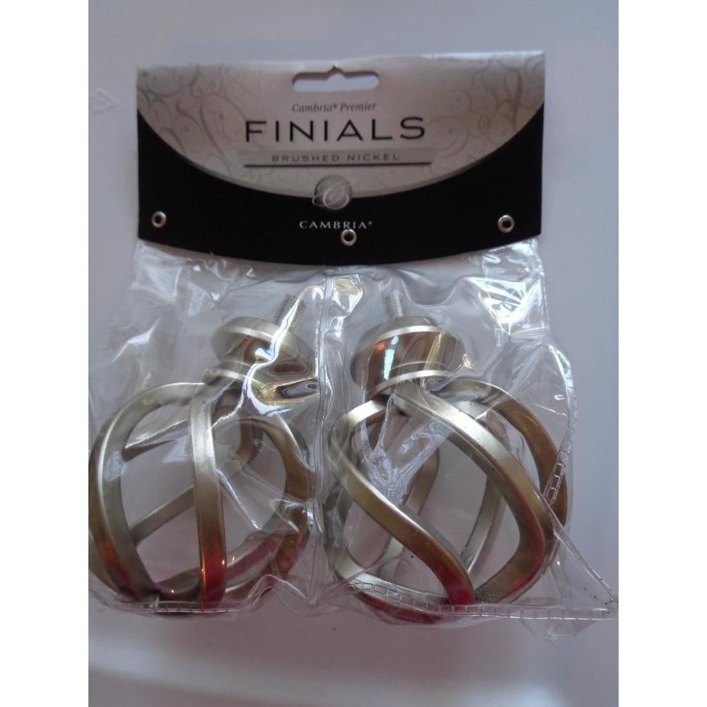 Cambria Premier Finials Brushed Nickel Bird Cage Drapery NIP